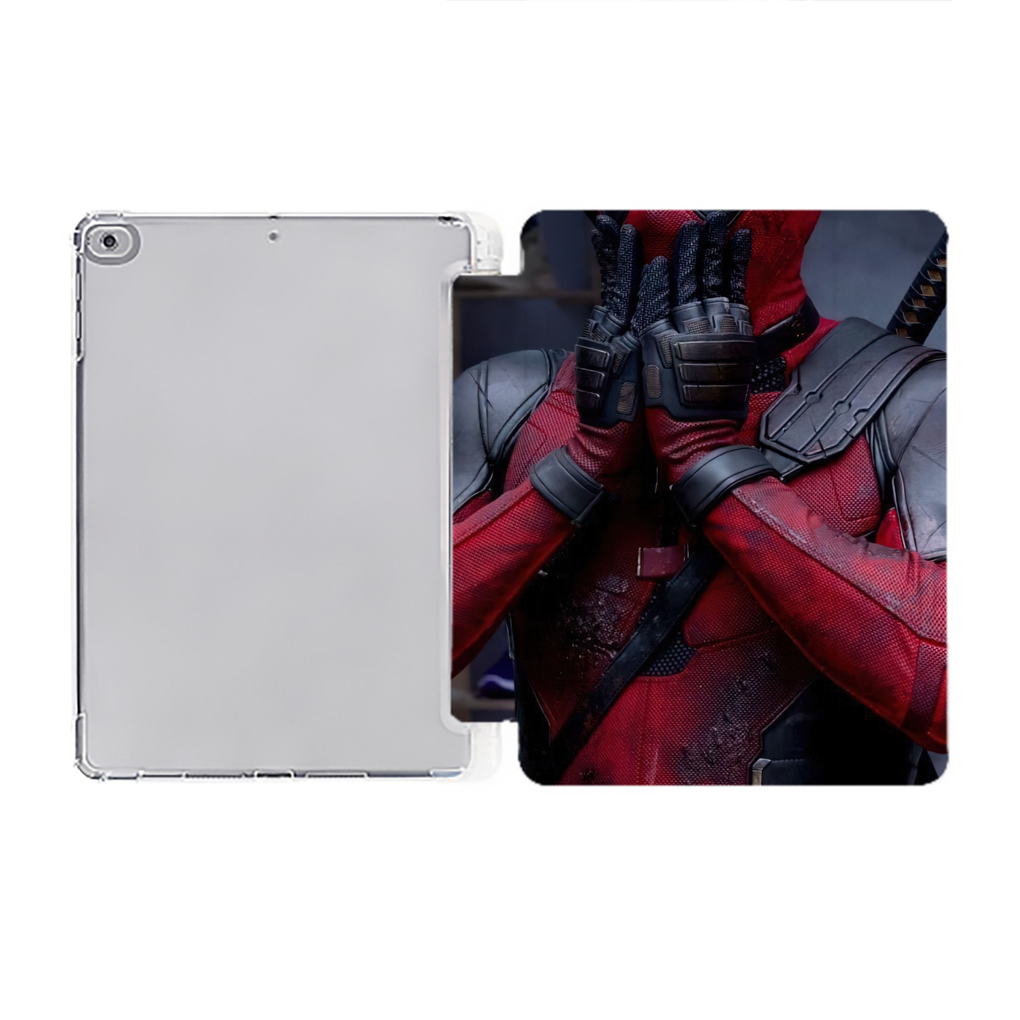 （画像用） Deadpool デッドプール IPad ケース ペン収納付き 三つ折りスタンド PUレザー×シリコン 対応機種9.5/10.5/10.9インチ